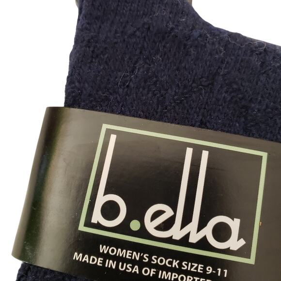 B.Ella Navy Blue Ribbed Socks Ankle Crew Dress Size 9-11 #3507 Angora Blend - Picture 3 of 4
